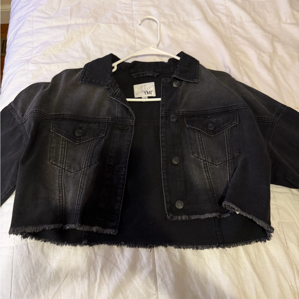 Black Cropped Denim Jacket